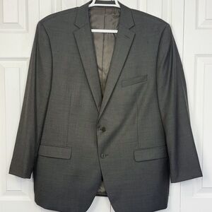 Calvin Klein Taupe Gray 100% Wool Long Sleeve One-Button Sport Coat 48R